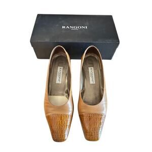 Y2K Rangoni Firenze Tan Leather Cap-Toe Pumps – 8.5B